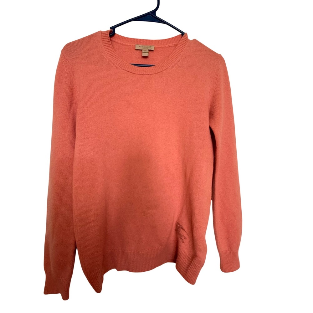 Burberry Women Sweater Coral Cashmere Cotton Blend Knight Logo S
